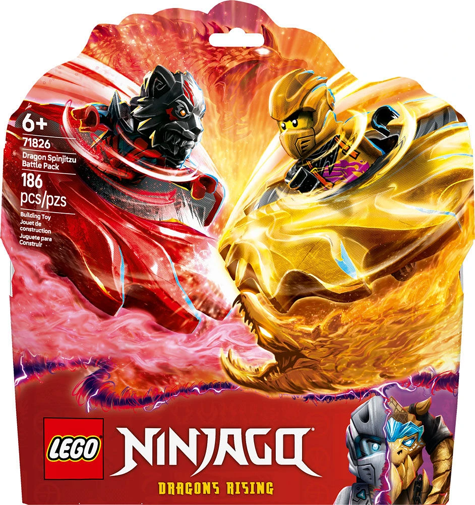 LEGO NINJAGO Ensemble de combat de Spinjitzu du dragon, jouet d'action, cadeau ninja avec 2 figurines 71826