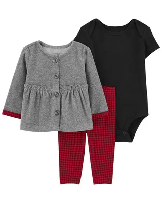 Carter's Three Piece Little Cardigan Set Grey 6M