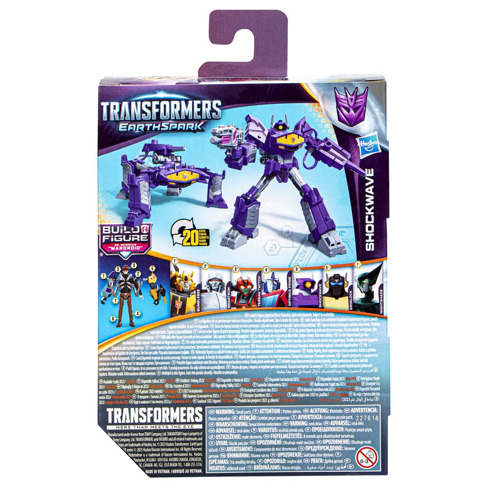 Transformers EarthSpark, figurine Shockwave classe Deluxe de 12,5 cm, jouet robot pour enfants, à partir de 6 ans