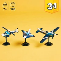 LEGO Creator 3 in 1 Aircraft Race Plane Building Toy - with 3 Building Options, Airplane, Fighter Jet, or Helicopter 31160