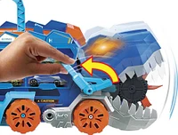 Hot Wheels City-Transporteur T-Rex pour +20 voitures, piste de course