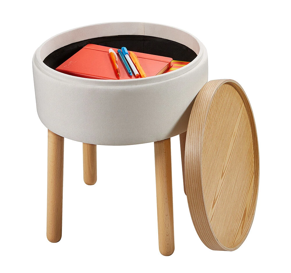 Kvell Storage Stilt Side Table/Cream