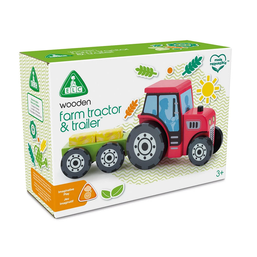 Early Learning Centre Wooden Farm Tractor and Trailer - R Exclusive