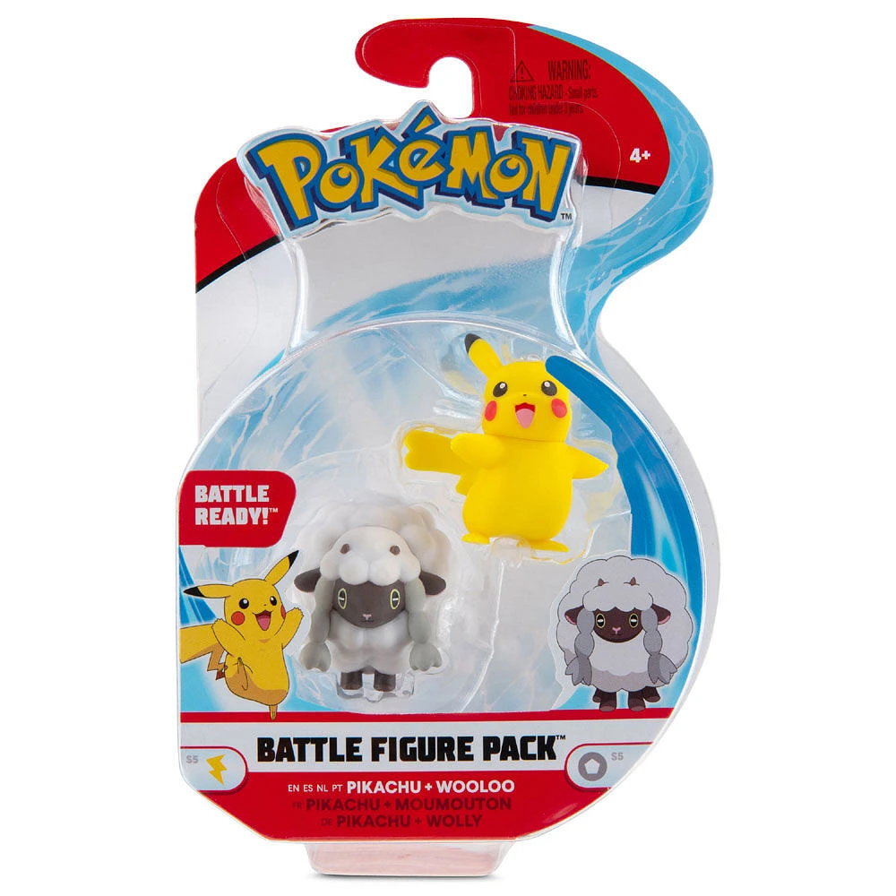 Pokémon - Battle Figure 2-Pack - Female Pikachu & Wooloo