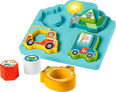 Fisher-Price Shapes & Sounds Vehicle Puzzle Baby Sorting Toy with Music & Lights