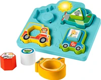 Fisher-Price Shapes & Sounds Vehicle Puzzle Baby Sorting Toy with Music & Lights