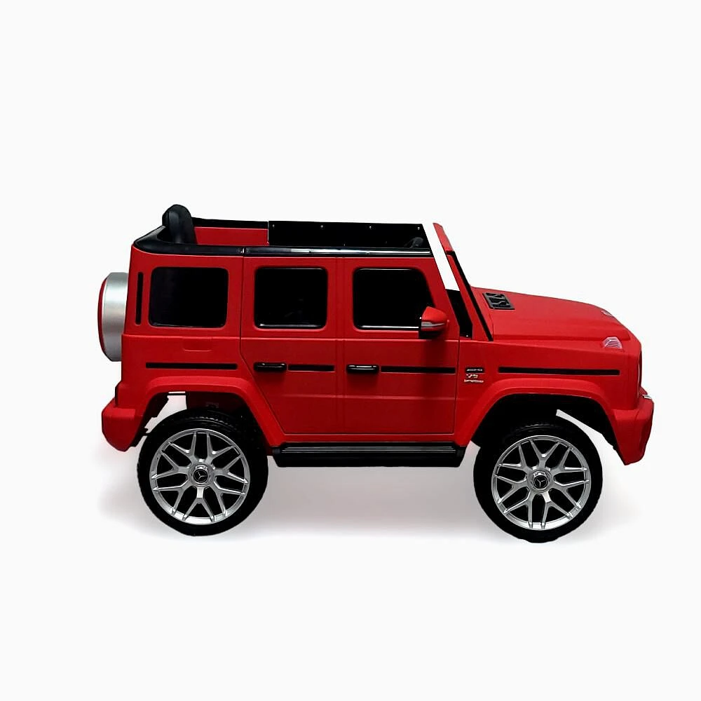 KIDSVIP Voiture 1 place pour enfants Mercedes G63 12V sous licence officielle avec roues en caoutchouc, musique, RC - rouge mat