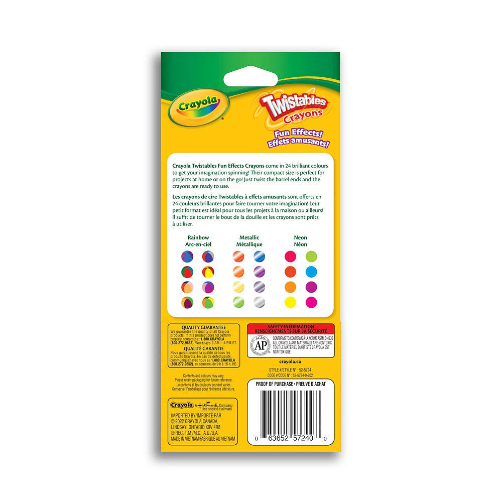 Crayons de cire Twistables effets amusants, 24 ct