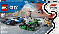 LEGO City F1 Grid with VCARB & Sauber Race Cars Building Toy - with a Light Gantry, Marshal and 2 Driver Minifigures - 60474