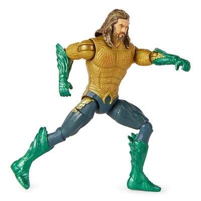 DC Comics, Figurine articulée Aquaman, 10 cm, 2 accessoires, modélisation minutieuse reproduisant le style du film, jouets de super-héros à collectionner