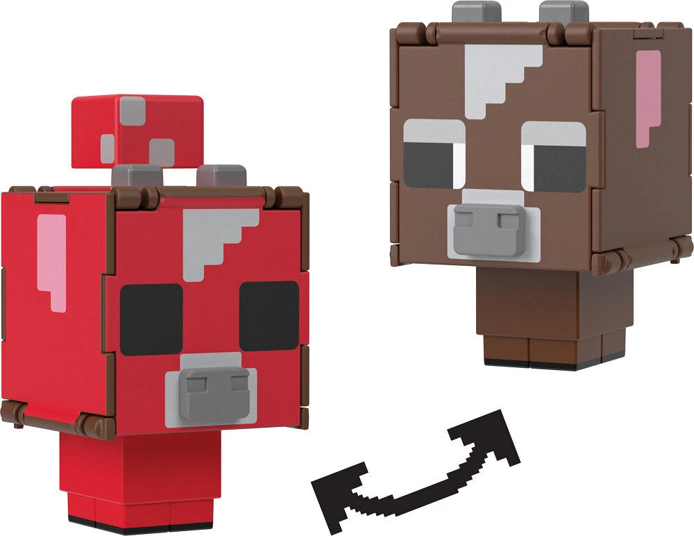 Minecraft Flippin' Figs Figures Collection Mooshroom + Cow