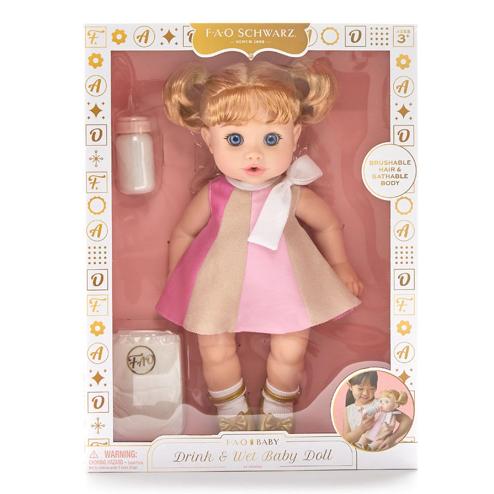 F.A.O. Schwarz Drink & Wet Baby Doll 35cm