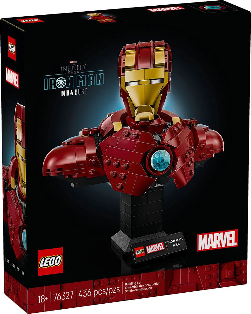 LEGO Marvel Iron Man MK4 Bust Building Kit - Includes Minifigure - Collectible for Adults, 18+ - 76327
