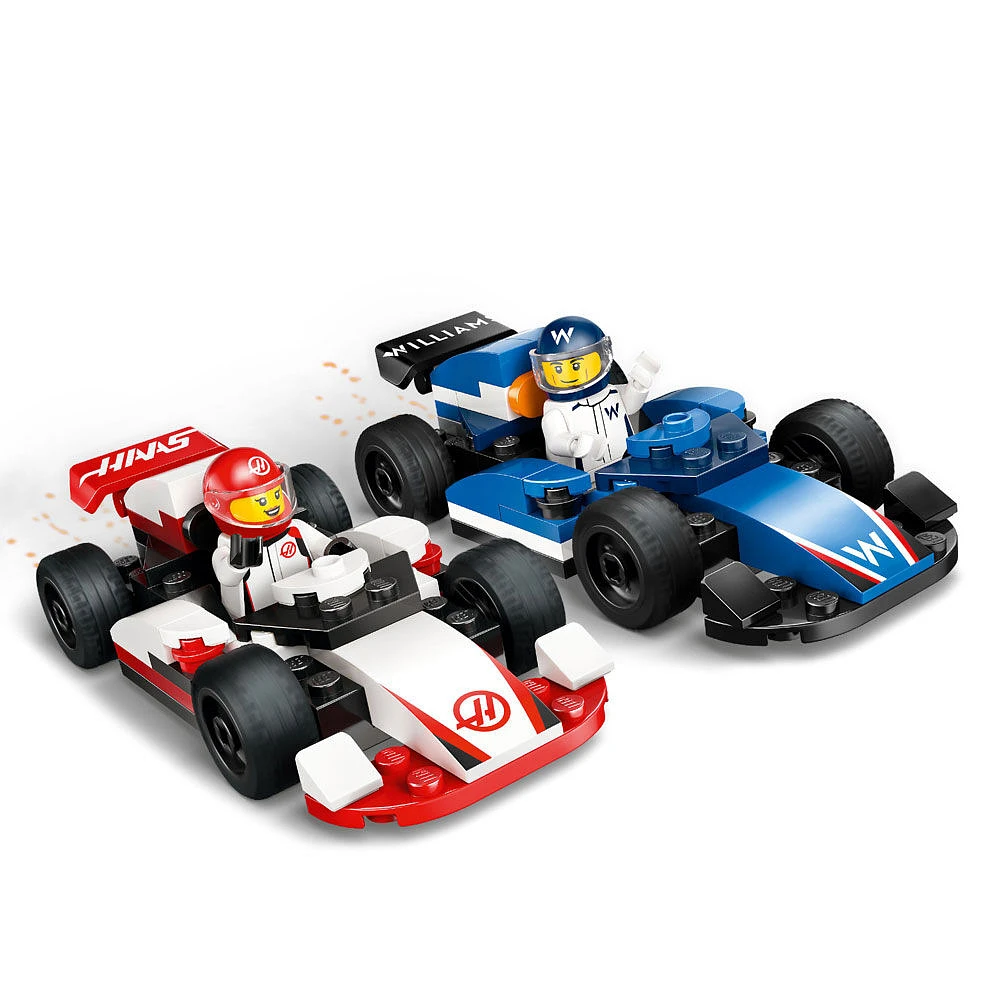 LEGO City Les voitures de course de F1 Williams Racing et Haas F1 , ensemble de véhicules avec 2 figurines de pilote 60464