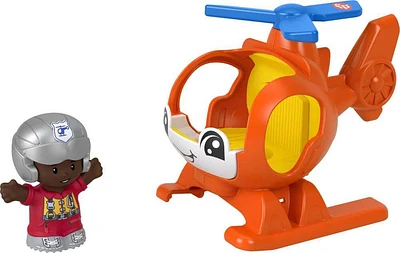Fisher-Price Little People Helicopter Toy and Pilot Figure Set for Toddlers, 2 Pieces