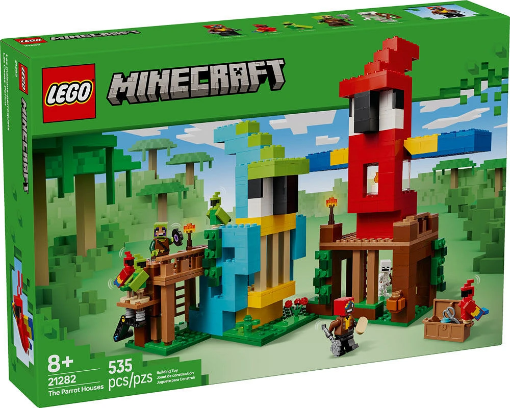 LEGO Minecraft Les maisons-perroquets, Jouet de jeu vidéo, avec figurine de squelette 21282