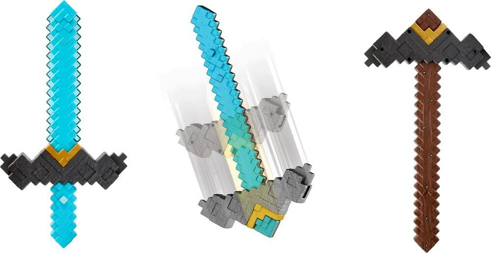 Minecraft Click and Switch Sword and Pickaxe Role-Play 2-in-1 Toy Inspired by the Movie