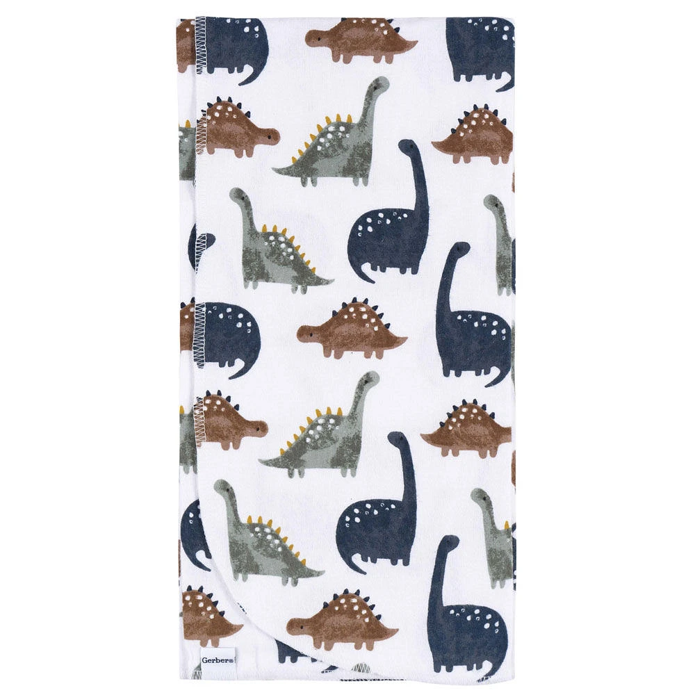 Gerber Childrenswear - 4 Pack Flannel Receiving Blanket - Dino Time