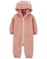 Combinaison en Sherpa à fermeture à glissière à motif jacquard rose Carter's NN