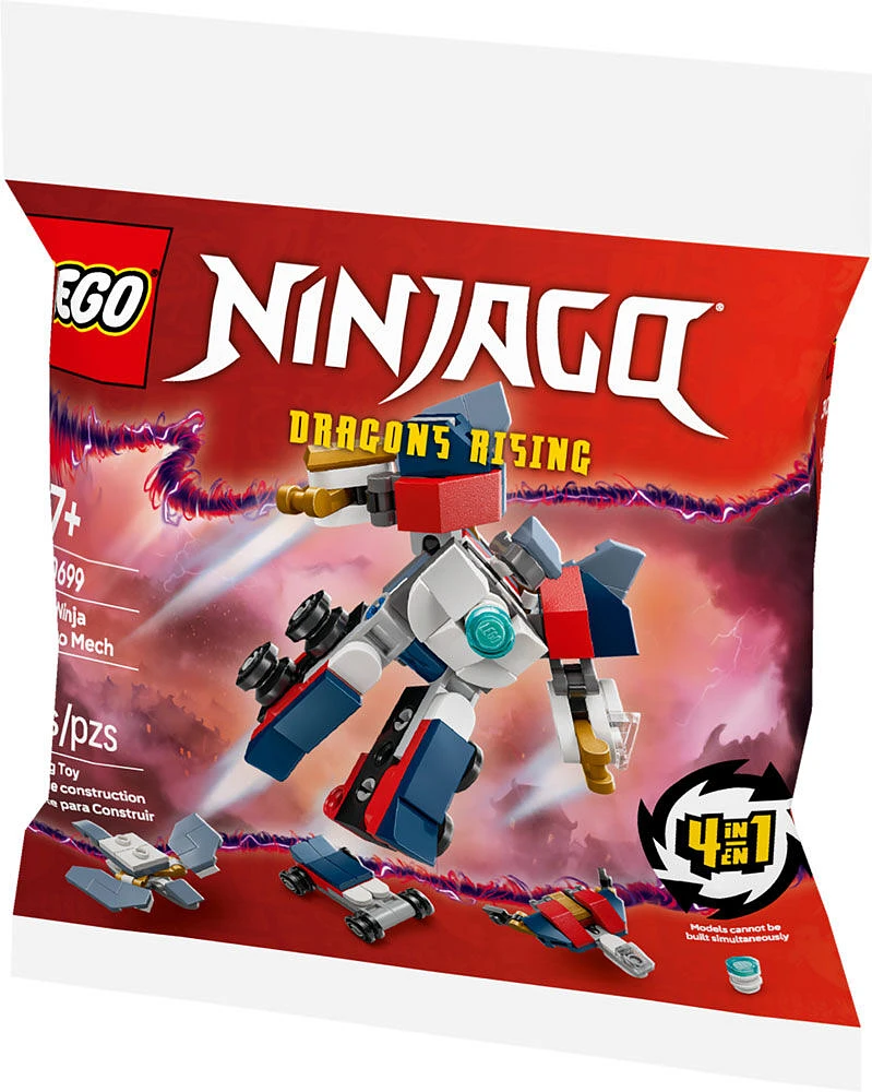 LEGO Ninjago Mini Ninja Combo Mech Building Toy - Includes Micro Versions of Zane, Riyu, a Jet and Car - 30699