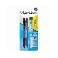 Paper Mate Profile Mech Mechanical Pencil Set, 0.7 mm #2 Pencil Lead, Includes Lead Refill and Eraser Refills, Assorted Barrel Colours, 2 Count