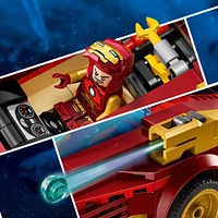 LEGO Marvel La voiture d'Iron Man et Black Panther contre Hulk rouge, Ensemble de jeu à construire avec avec figurines 76310