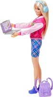 Barbie-J'aime l'École-Coffret Poupée blonde en tenue et 7accessoires