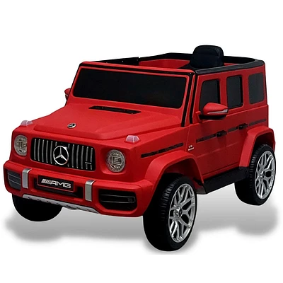 KIDSVIP Voiture 1 place pour enfants Mercedes G63 12V sous licence officielle avec roues en caoutchouc, musique, RC - rouge mat