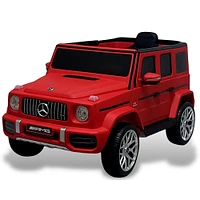 KIDSVIP Officially Licensed Mercedes G63 12V Kids Ride-On 1-Seater Car w/ Rubber Wheels, Music, RC - Matte Red