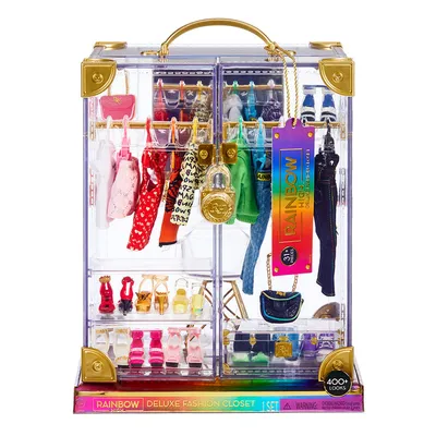 Rainbow High Deluxe Fashion Closet Playset - Create 400+ Fashion Combinations! Portable Clear Acrylic Toy Closet