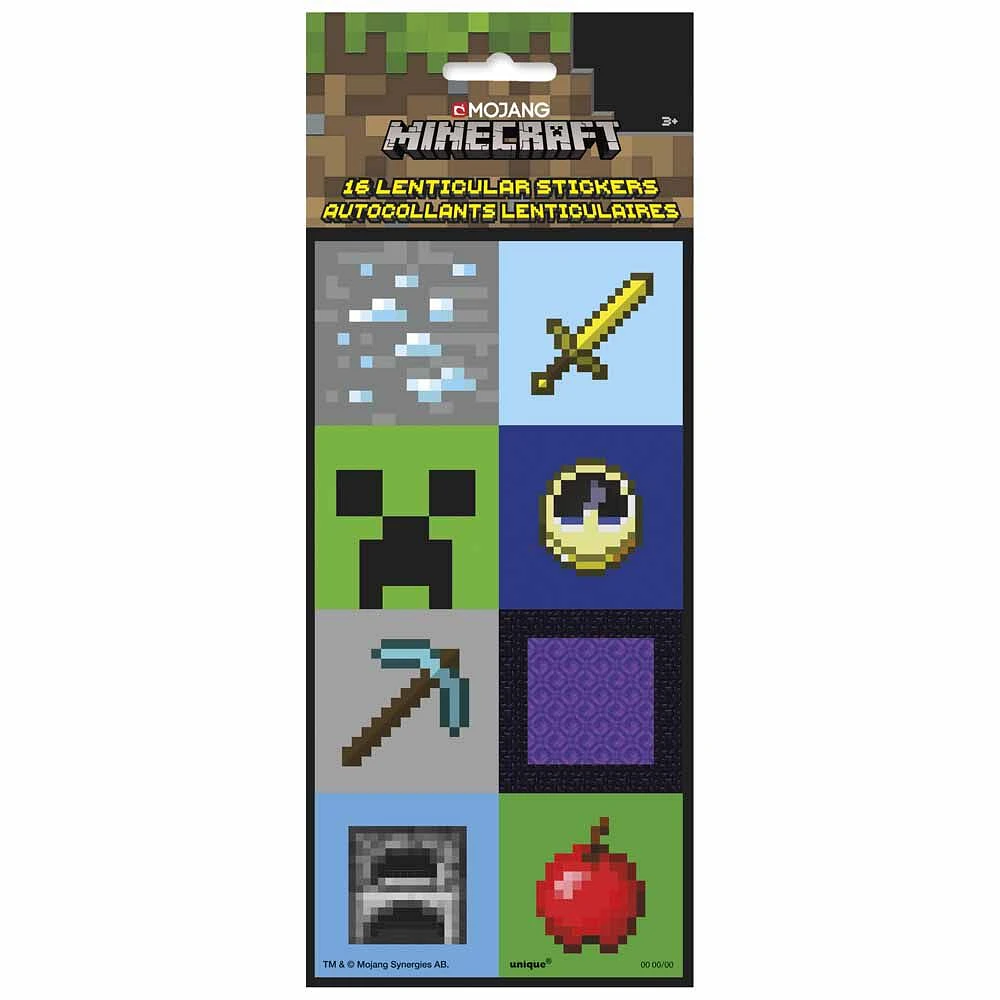 Minecraft Lenticular 3D Stickers 16 pieces
