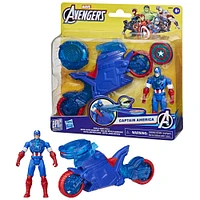 Marvel Avengers Epic World of Action Moto lance-bouclier Captain America, figurine et moto