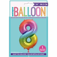 Rainbow Number 8 Shaped Foil Balloon 34"