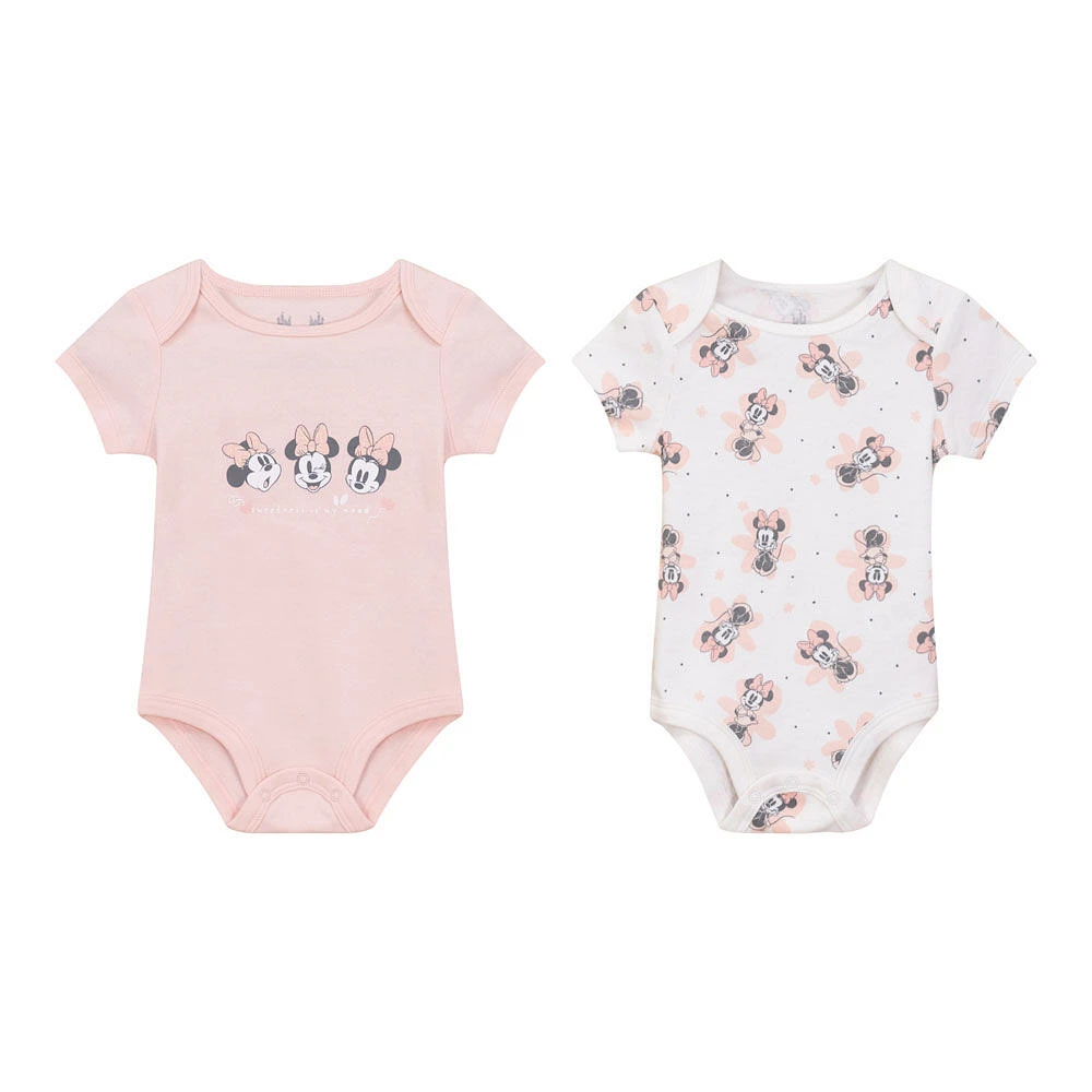 Minnie 2 Pack Bodysuits Coral