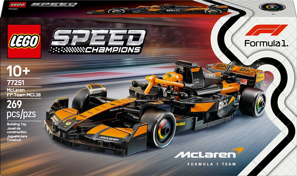 LEGO Speed Champions Voiture de course McLaren F1 Team MCL38, Ensemble de véhicule et de pilote 77251