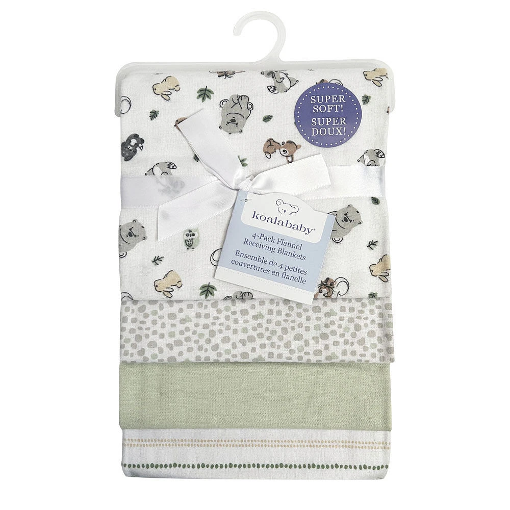 Koala Baby 4 pack Flannel Receiving Blankets Woodland