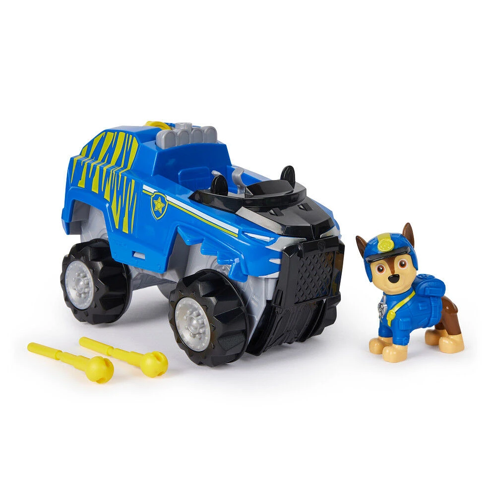 PAW Patrol Jungle Pups, Chase's Tiger Vehicle, Camion avec figurine articulée à collectionner