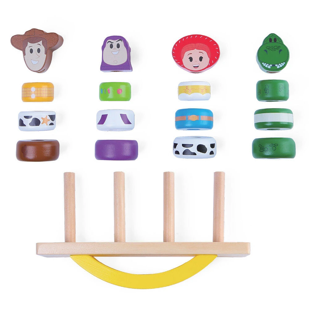 Jouets En Bois Disney - Blocs d'Equilibre Toy Story, Ensemble de 17 Eléments Avec Woody, Buzz L'Eclair, Jessie, et Rex