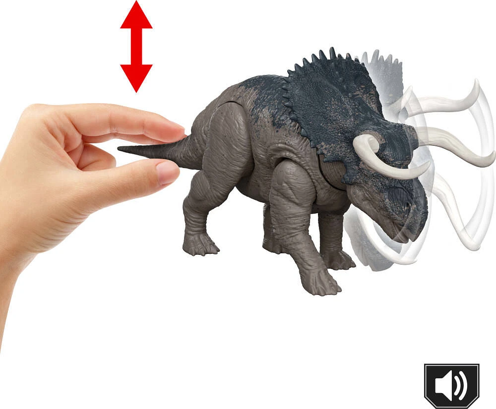Jurassic World-Nasutoceratops-Figurine articulée avec attaque et son
