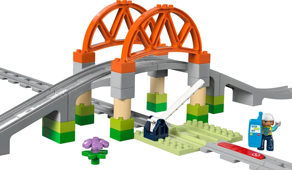 LEGO DUPLO Town Train Bridge and Tracks Expansion Set - 10 Extra Pieces of Train Tracks - 10426