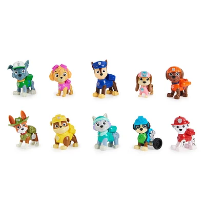 PAW Patrol, 10e anniversaire, Coffret cadeau de 10 figurines articulées de toute la Pat'Patrouille au complet à collectionner