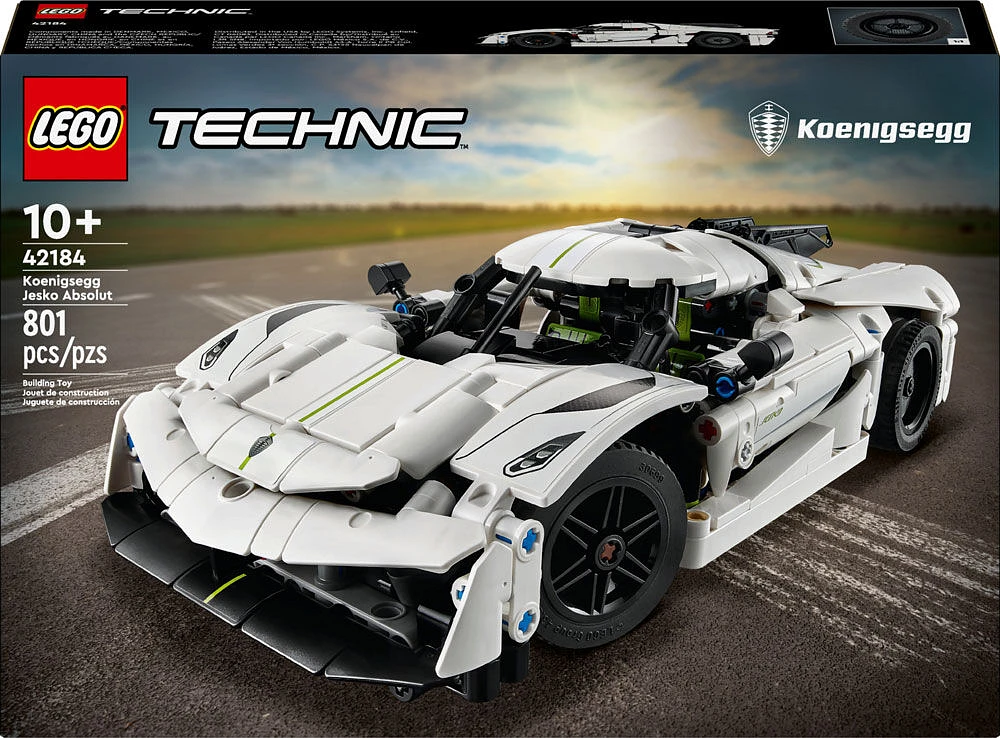 LEGO Technic Koenigsegg Jesko Absolut White Hypercar Buildable Model Car Kit, Race Car Toy for Kids, 42184