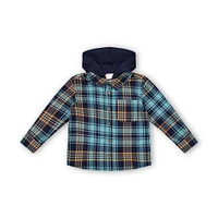 Rococo Hooded Plaid Shirt Navy