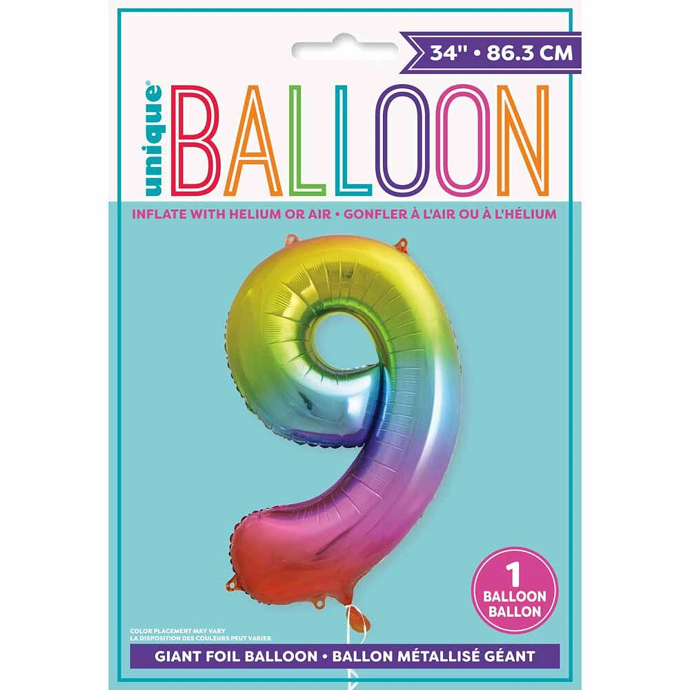 Rainbow Number Shaped Foil Balloon 34