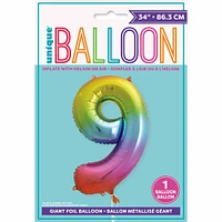 Rainbow Number Shaped Foil Balloon 34