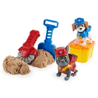 Rubble and Crew, Coffret de figurines articulées Charger et Wheeler, avec 85,05 g de sable Kinetic Build-It Sand et 2 jouets de construction portables