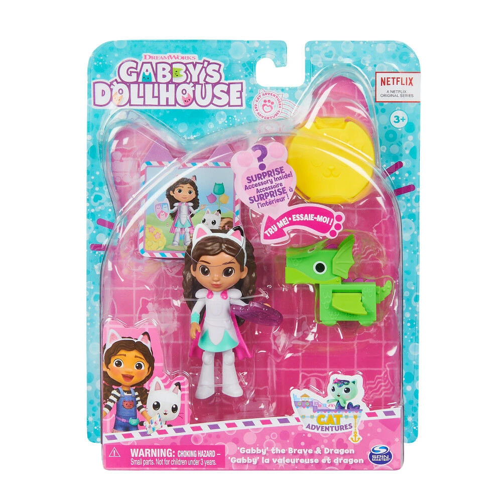 DreamWorks, Gabby's Dollhouse, Figurine Gabby chevalier avec jouet surprise et mini dragon