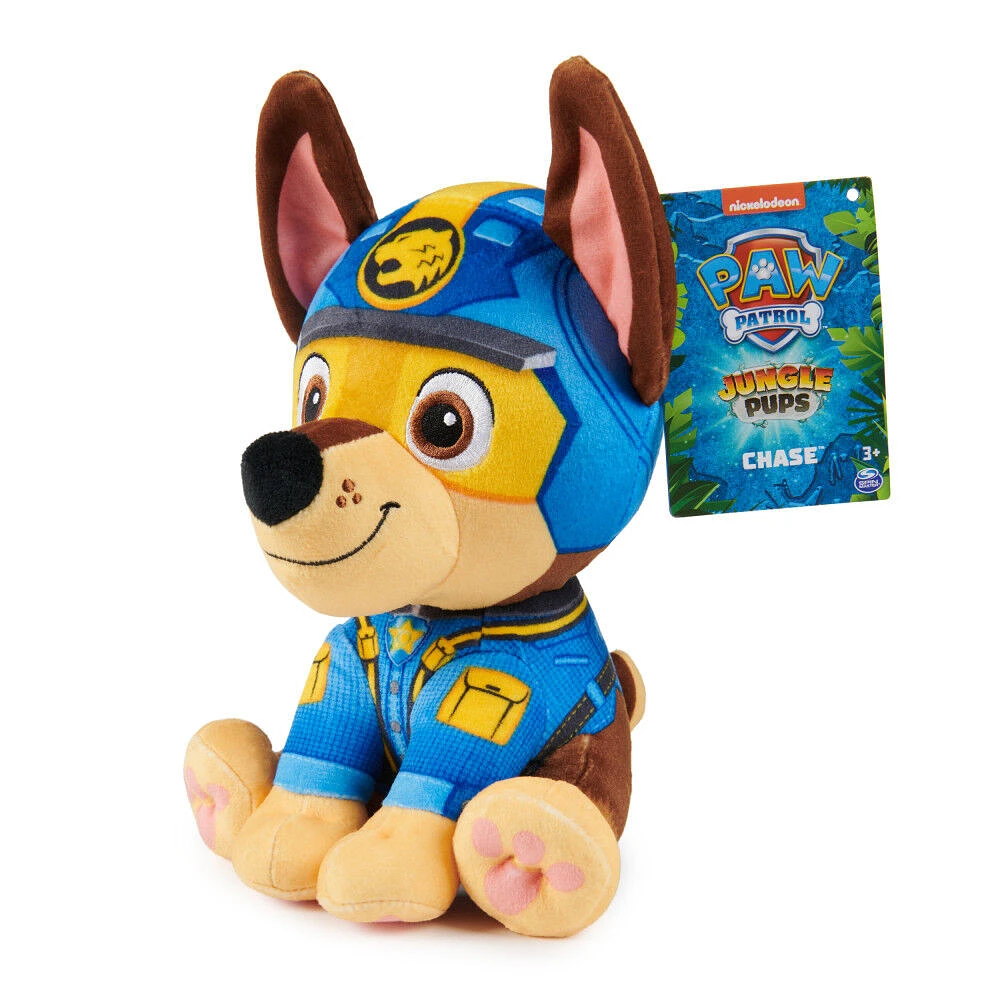 PAW Patrol Jungle Pups, Peluche Chase de 20,3 cm, animal en peluche