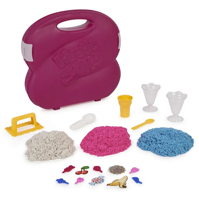 Kinetic Sand, Creativity Kit With 1Lb Red, Blue And Yellow Play Sand, 6  Tools, Storage, Play Sand Sensory Toys For Kids Aged 3 And Up
