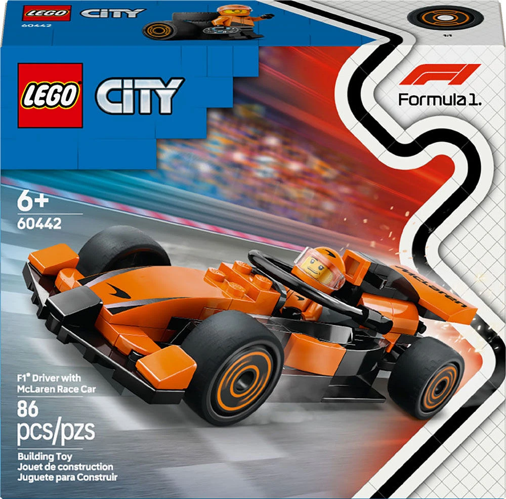 LEGO City F1 Driver with McLaren Race Car Toy - Model Car Building Toy Kit for Boys and Girls - 60442